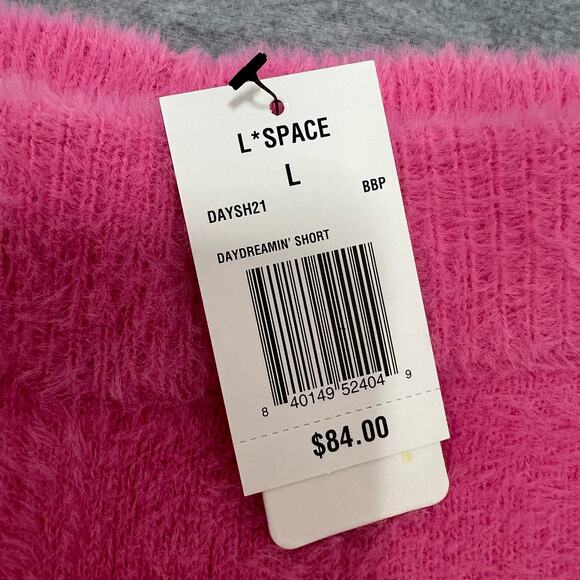 L Space Daydreamin Shorts Barbie Pink Fuzzy Elastic High Waist L Cozy Coquette - Picture 5 of 12